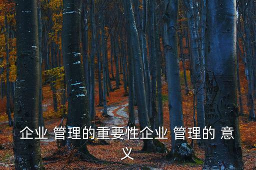 企業 管理的重要性企業 管理的 意義