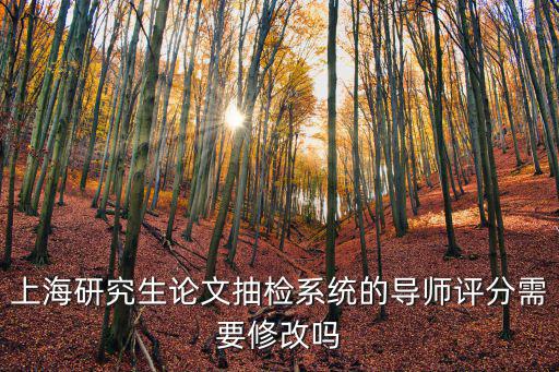 上海研究生論文抽檢系統的導師評分需要修改嗎