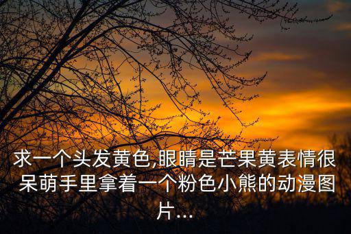 求一個頭發黃色,眼睛是芒果黃表情很 呆萌手里拿著一個粉色小熊的動漫圖片...