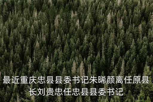 最近重慶忠縣縣委書記朱晞顏離任原縣長劉貴忠任忠縣縣委書記