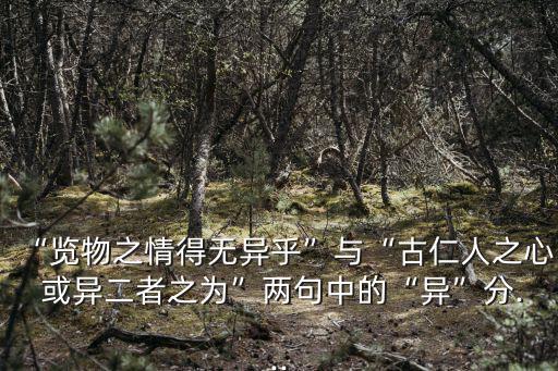 “覽物之情得無異乎”與“古仁人之心 或異二者之為”兩句中的“異”分...