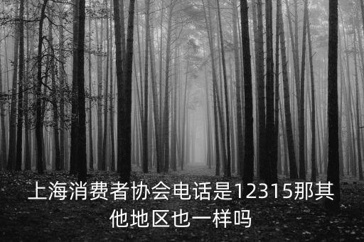 上海消費者協會電話是12315那其他地區也一樣嗎