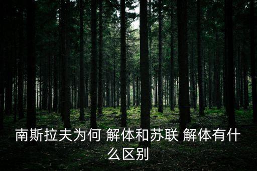 南斯拉夫為何 解體和蘇聯 解體有什么區別