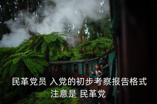  民革黨員 入黨的初步考察報告格式注意是 民革黨