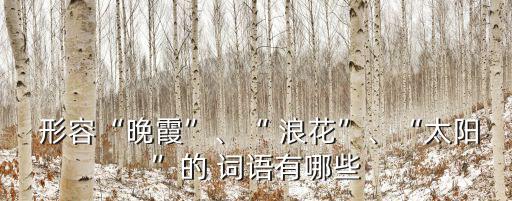 形容浪花的詞語,第二集:《晚霞》第一集:浪花的意境
