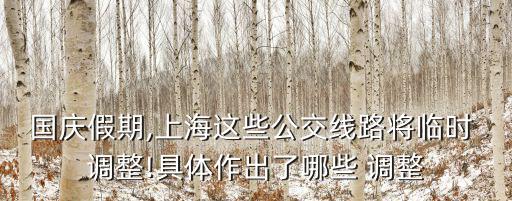 國慶假期,上海這些公交線路將臨時 調整!具體作出了哪些 調整