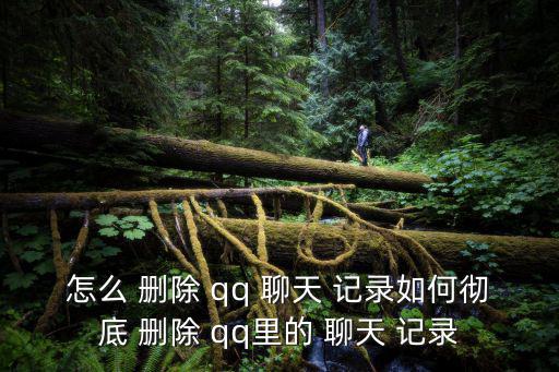 怎么 刪除 qq 聊天 記錄如何徹底 刪除 qq里的 聊天 記錄