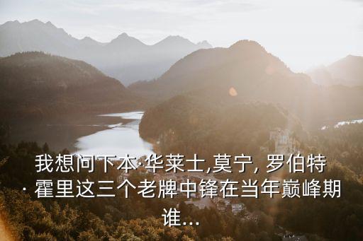 我想問(wèn)下本·華萊士,莫寧, 羅伯特· 霍里這三個(gè)老牌中鋒在當(dāng)年巔峰期誰(shuí)...