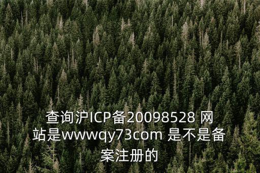 查詢滬ICP備20098528 網站是wwwqy73com 是不是備案注冊的