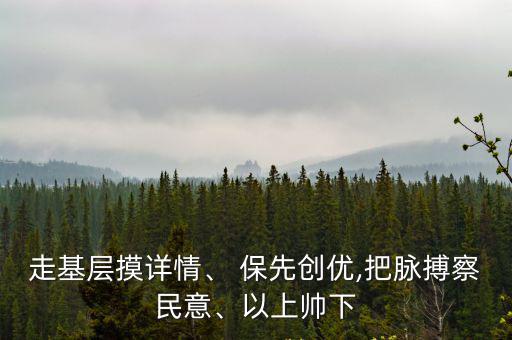 走基層摸詳情、 保先創優,把脈搏察民意、以上帥下