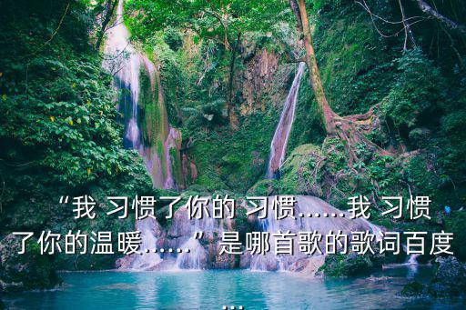 “我 習慣了你的 習慣……我 習慣了你的溫暖……”是哪首歌的歌詞百度...