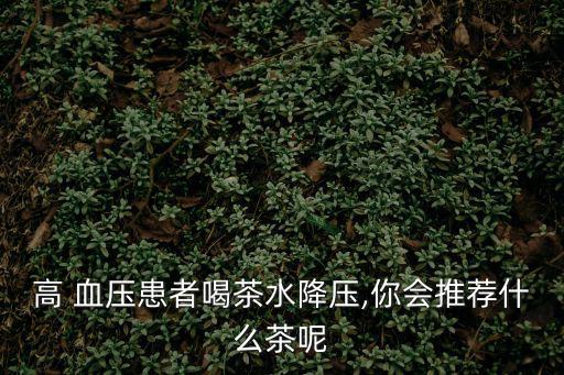 什么茶可以降血壓,何首烏茶降血脂改善循環有助降血壓