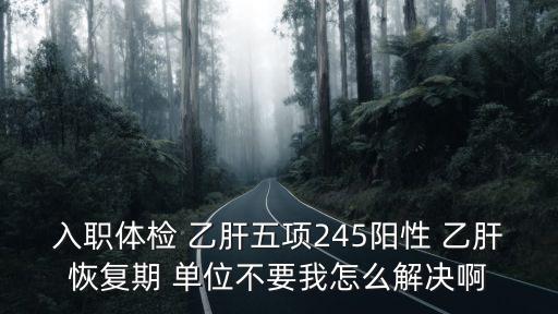 入職體檢 乙肝五項245陽性 乙肝恢復期 單位不要我怎么解決啊