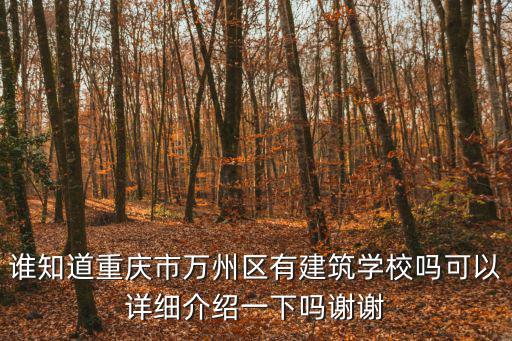誰知道重慶市萬州區有建筑學校嗎可以詳細介紹一下嗎謝謝