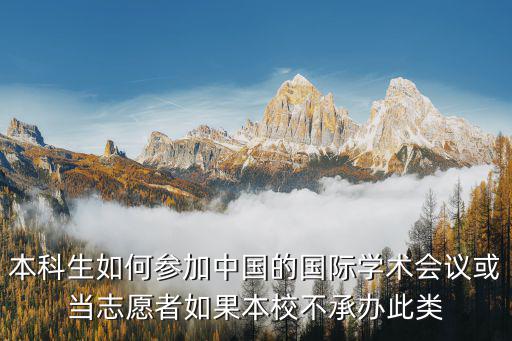 本科生如何參加中國的國際學術會議或當志愿者如果本校不承辦此類
