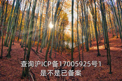 查詢滬ICP備17005925號1是不是已備案