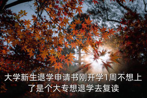 大學新生退學申請書剛開學1周不想上了是個大專想退學去復(fù)讀