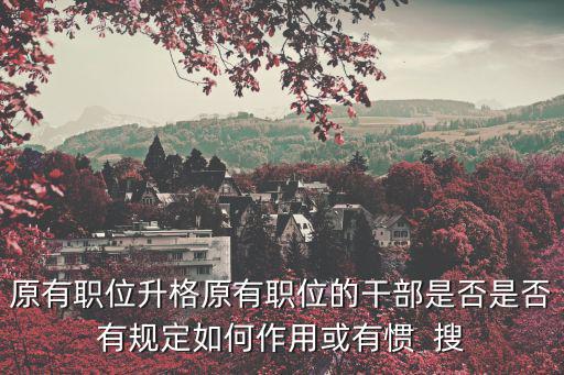 原有職位升格原有職位的干部是否是否有規定如何作用或有慣  搜
