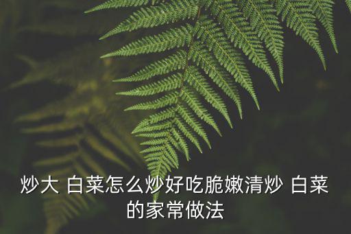 炒大 白菜怎么炒好吃脆嫩清炒 白菜的家常做法