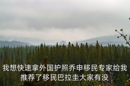 我想快速拿外國護照喬申移民專家給我推薦了移民巴拉圭大家有沒