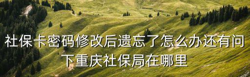 社保卡密碼修改后遺忘了怎么辦還有問下重慶社保局在哪里