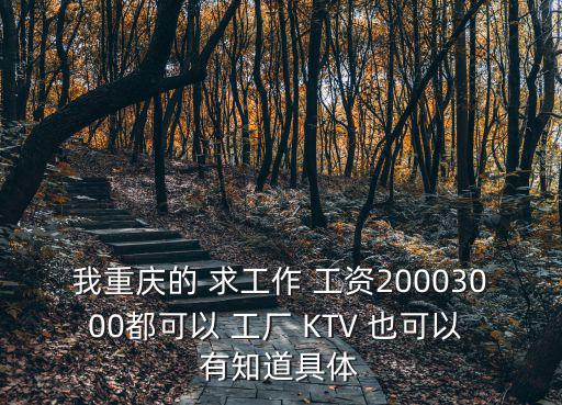 我重慶的 求工作 工資20003000都可以 工廠 KTV 也可以 有知道具體