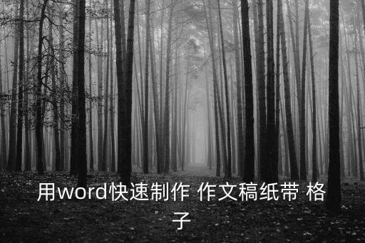 用word快速制作 作文稿紙帶 格子
