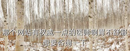 那個網站有權威一點的醫師啊胃不舒服想要咨詢一下