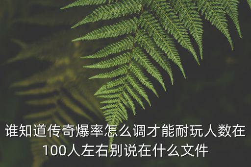 誰知道傳奇爆率怎么調才能耐玩人數在100人左右別說在什么文件