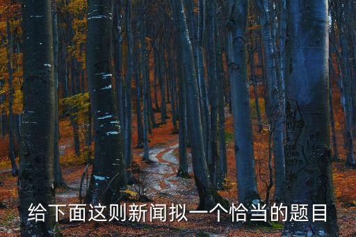 給下面這則新聞擬一個恰當的題目