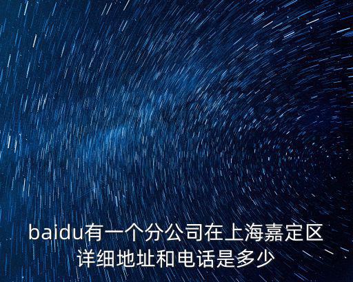 上海市大數據中心3號樓地址電話，baidu有一個分公司在上海嘉定區詳細地址和電話是多少