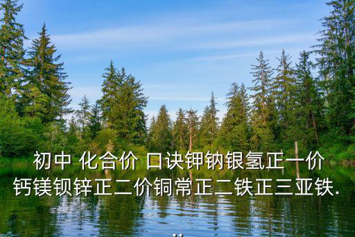  初中 化合價 口訣鉀鈉銀氫正一價鈣鎂鋇鋅正二價銅常正二鐵正三亞鐵...