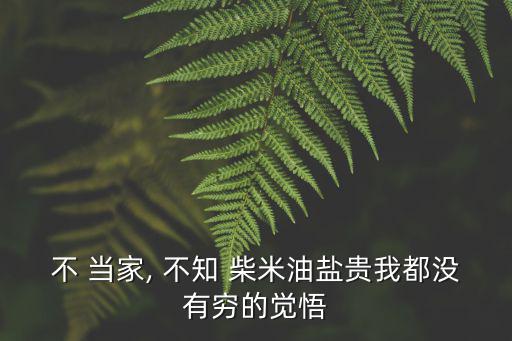 不當家不知柴米貴,沒當家，不知柴米油鹽貴