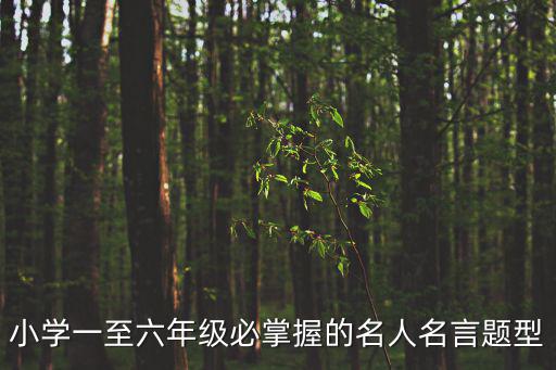 小學一至六年級必掌握的名人名言題型