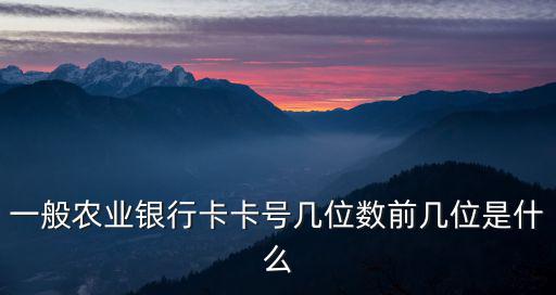 一般農(nóng)業(yè)銀行卡卡號(hào)幾位數(shù)前幾位是什么