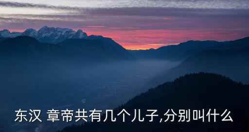 東漢 章帝共有幾個(gè)兒子,分別叫什么