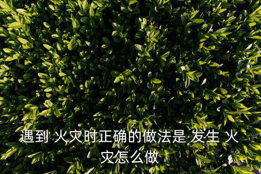 遇到 火災時正確的做法是 發生 火災怎么做