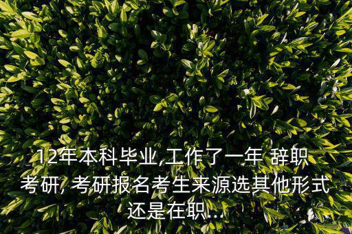 12年本科畢業(yè),工作了一年 辭職 考研, 考研報(bào)名考生來(lái)源選其他形式還是在職...