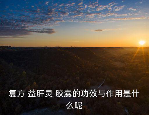 復方 益肝靈 膠囊的功效與作用是什么呢