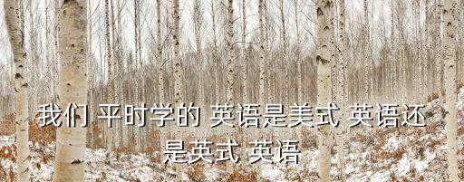 我們 平時(shí)學(xué)的 英語是美式 英語還是英式 英語