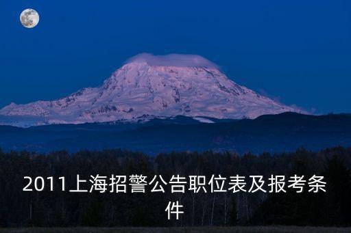 2011上海招警公告職位表及報考條件