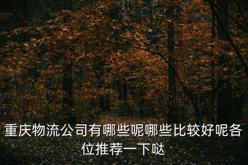 重慶市的物流配送，重慶都有那幾個物流中心