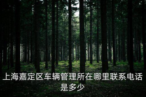 上海嘉定區車輛管理所在哪里聯系電話是多少
