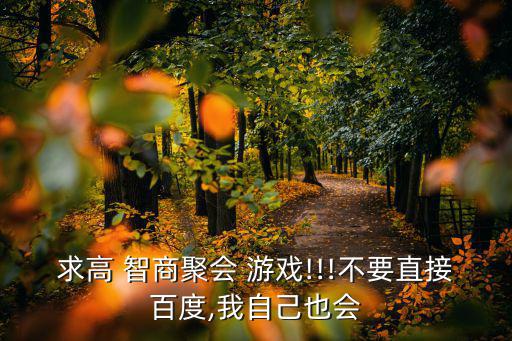求高 智商聚會 游戲!!!不要直接百度,我自己也會