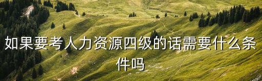 如果要考人力資源四級(jí)的話(huà)需要什么條件嗎