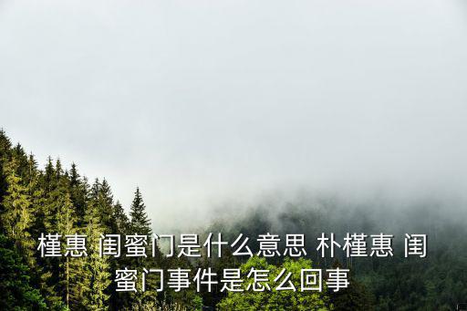槿惠 閨蜜門是什么意思 樸槿惠 閨蜜門事件是怎么回事