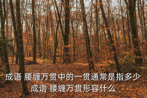 成語 腰纏萬貫中的一貫通常是指多少成語 腰纏萬貫形容什么