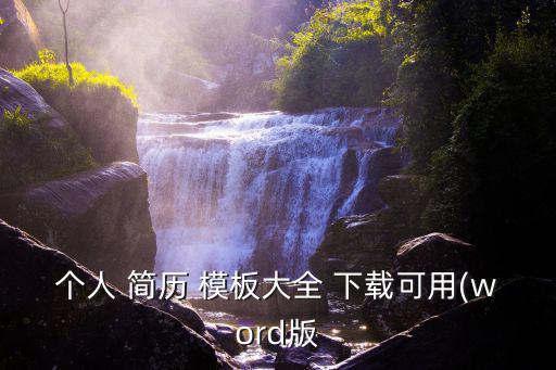 個人 簡歷 模板大全 下載可用(word版