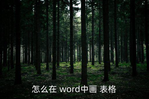 怎么在 word中畫 表格