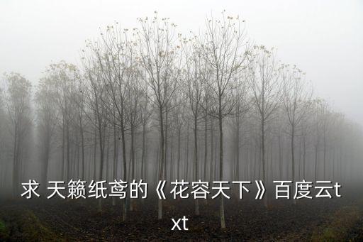 求 天籟紙鳶的《花容天下》百度云txt